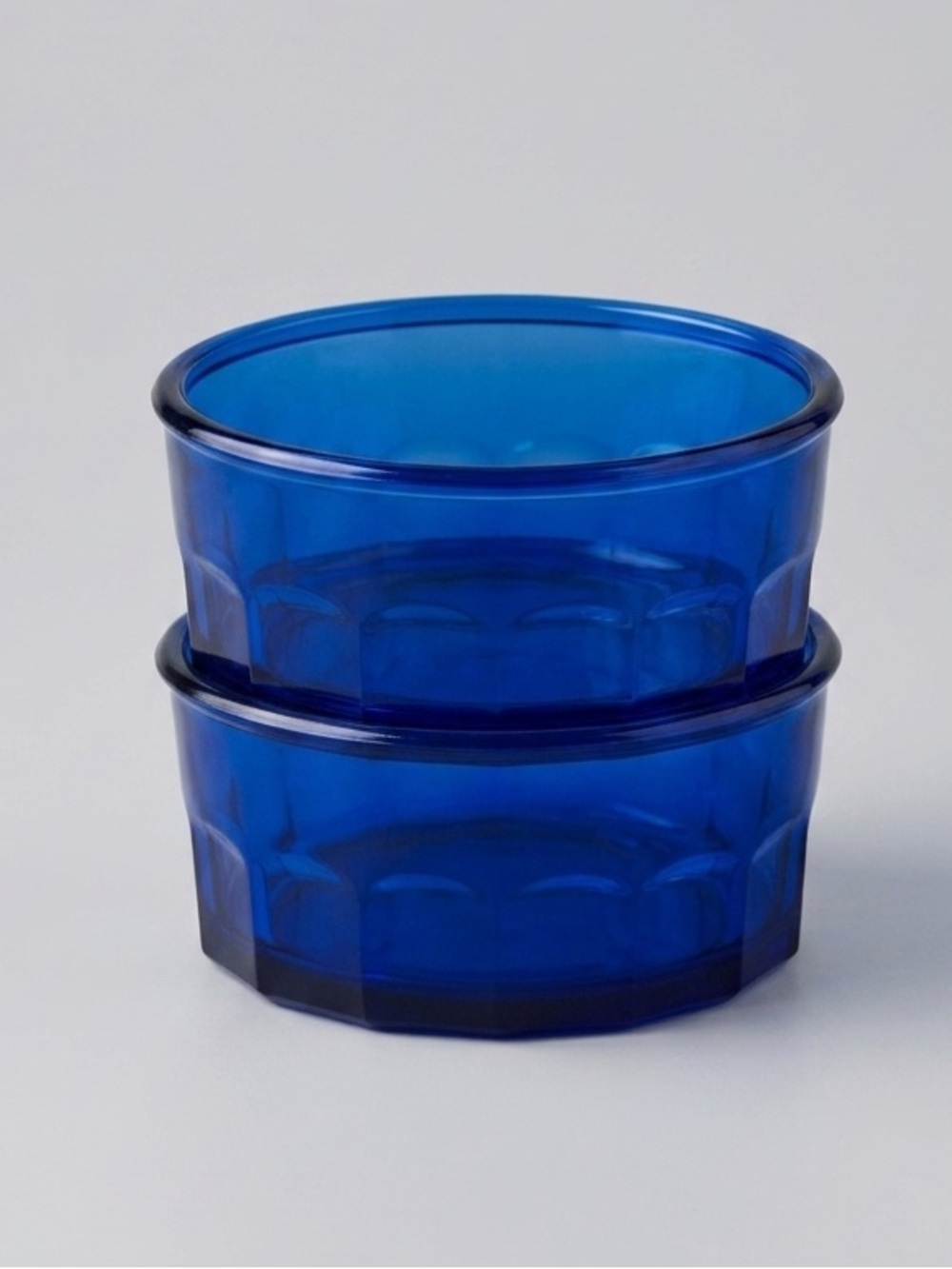 Blue Cobalt Glass Thumbprint Base Soup Salad Berries Vintage 70s Made in USA